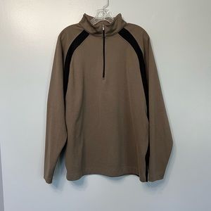 Nike Tiger Woods Collection quarter zip. Taupe brown/ black. Size LG